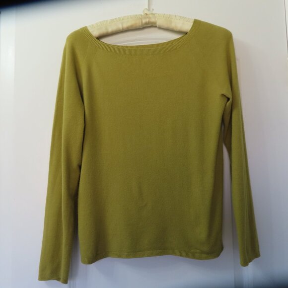 Talbot's Petite Leaf Green LS boat neck cotton sweater, size S - Picture 5 of 8